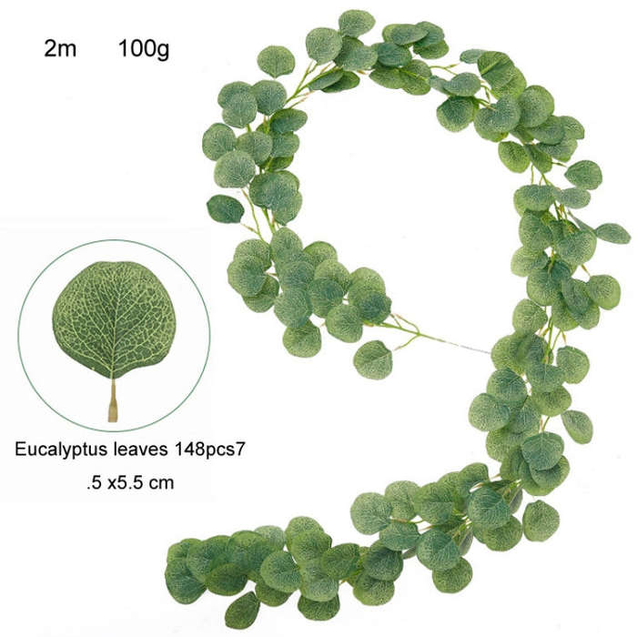 Artificial Greenery Eucalyptus Leaf Vine Simulation Rattan Home Decoration, Style: 2m Eucalyptus ...