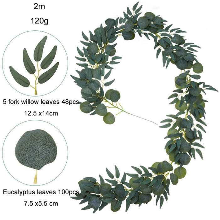 Artificial Greenery Eucalyptus Leaf Vine Simulation Rattan Home Decoration, Style: 2m Eucalyptus ...