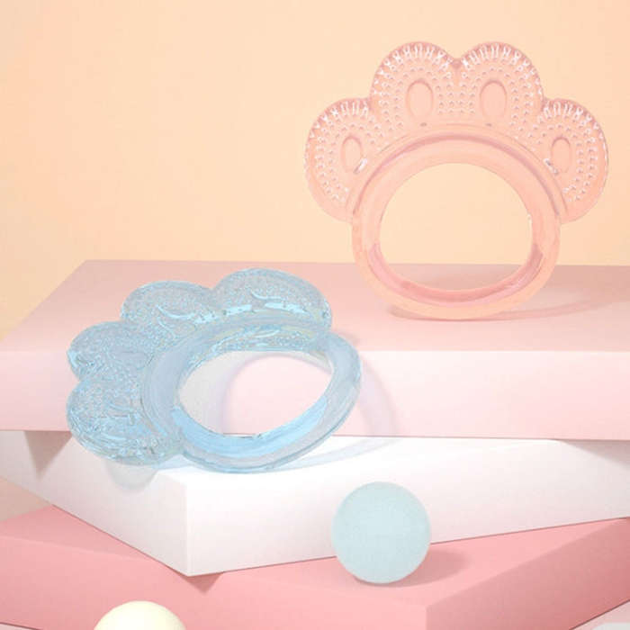 Baby Teething Stick Toys Childrens Silicone Bear Paw Bites With Storage Box(Pink)