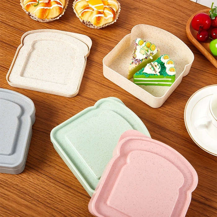 Home Toast Sandwich Storage Box Outdoor Portable Plastic Preservation Box(Pink)