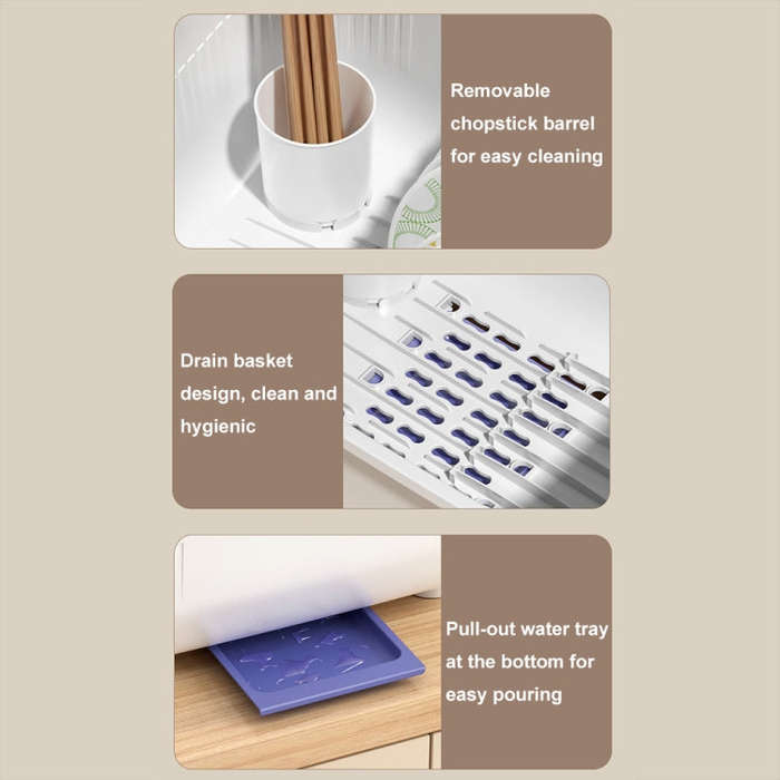 Household Dustproof Kitchen Tableware Storage Box Tableware Drain Rack, Spec: S (Blue)