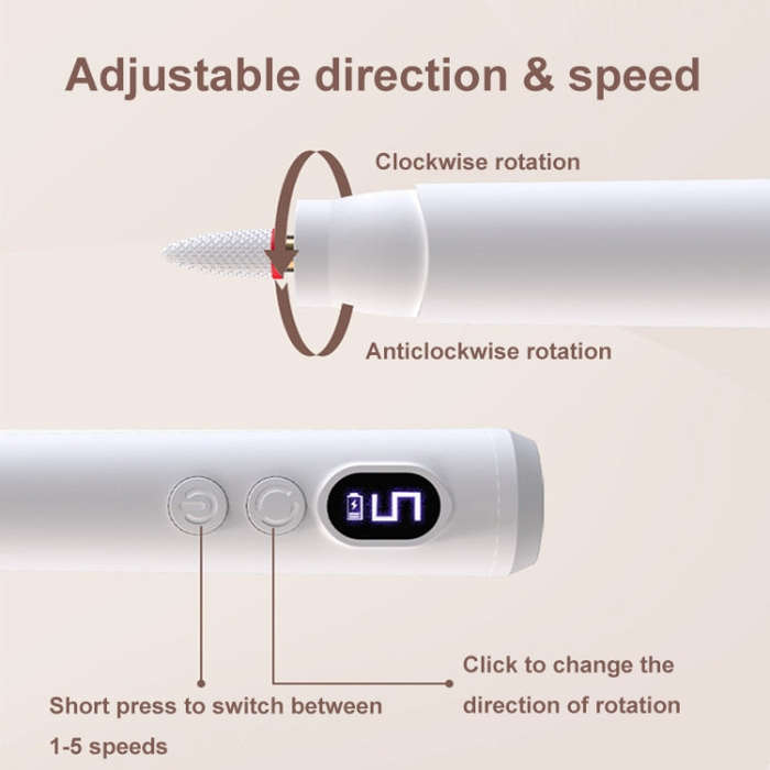 HX-10 LED Digital Display Multifunctional Nail Polisher Polishing and Exfoliating Manicure Tools(...