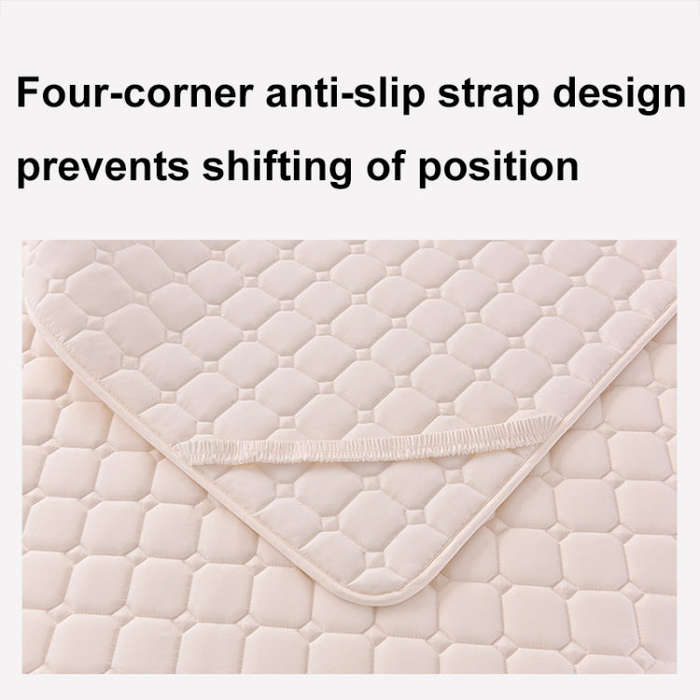 Soft And Breathable Soybean Cotton Thickened Non-Slip Mattress Pad, Size: 150x190cm(Square-Khaki)