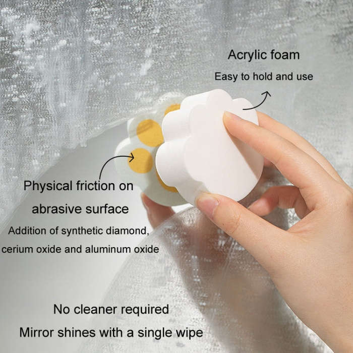 Bathroom Glass Mirror Stain Removal Watermark Sponge Rub Faucet Descaling Cleaning Tool(Pink)