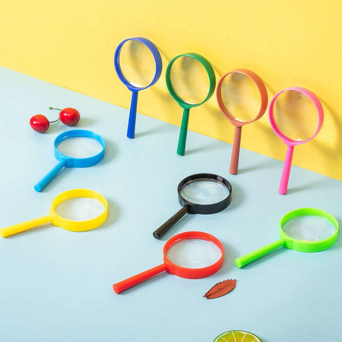 4pcs Children Color Magnifier 60mm Handheld Plastic Magnifying Glass, Color Random Delivery