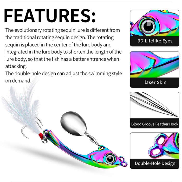 PROBEROS DW570 Fishing Lures Spinning Sequins Long Casting Tremor Swimming VIB Micro Tremor Zinc ...
