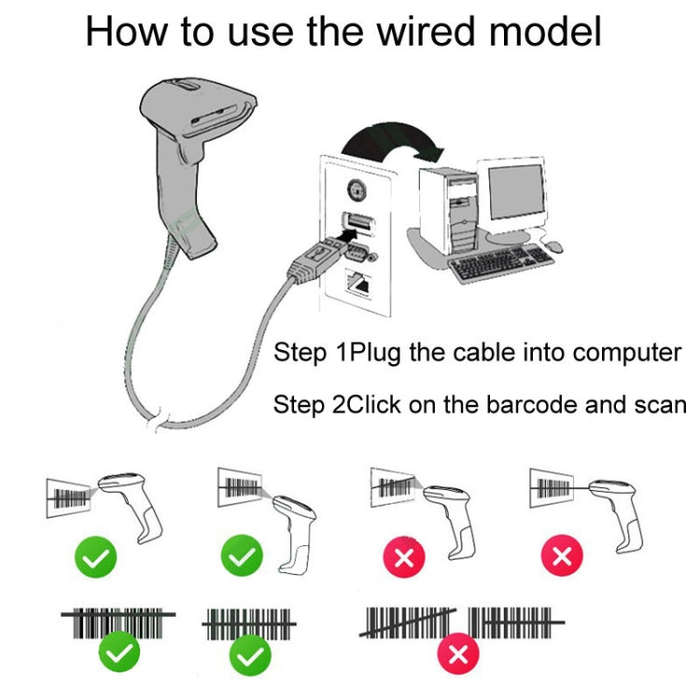 Supermarket Cashier Express Scanner Warehouse Handheld Barcode Scanning Device, Model: Wired 2-Di...