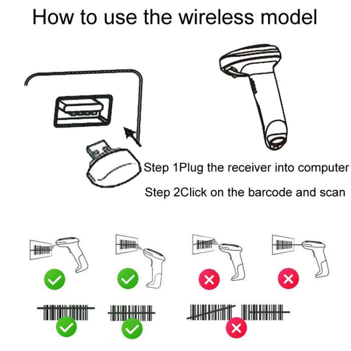 Supermarket Cashier Express Scanner Warehouse Handheld Barcode Scanning Device, Model: Wireless 2...