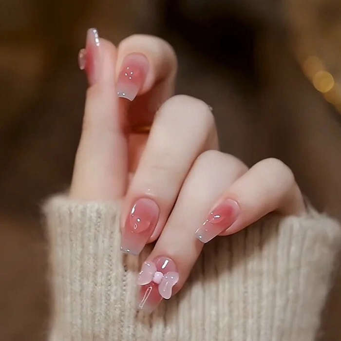24pcs/box Handmade Nail Glitter Nail Jelly Glue Finished Patch, Color: BY16(Wear Tool Bag)