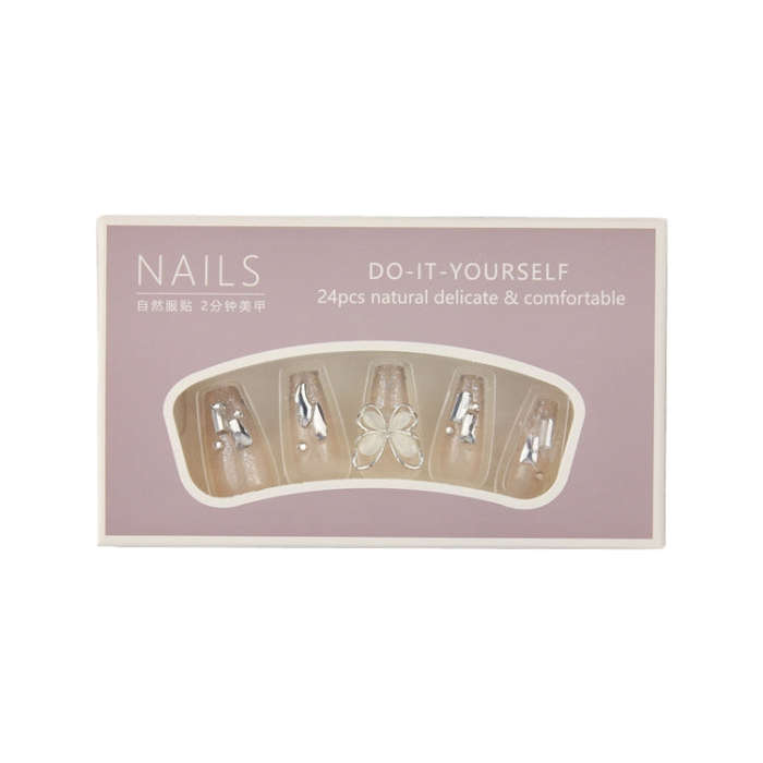24pcs/box Handmade Nail Glitter Nail Jelly Glue Finished Patch, Color: BY16(Wear Tool Bag)