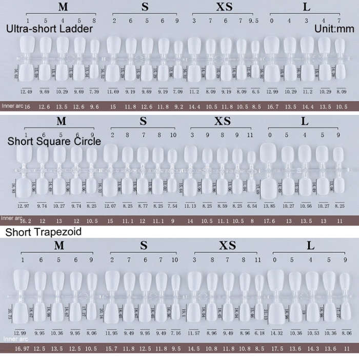10pairs Of 100pcs/Box Frosted False Nails Artificial Tip, Shape: Ultra-short Ladder L