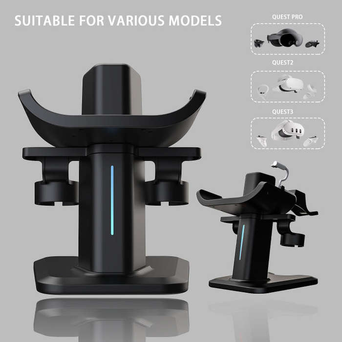 For Quest 3 / 2 / Pro Charging Storage Stand With RGB Lights(Black)