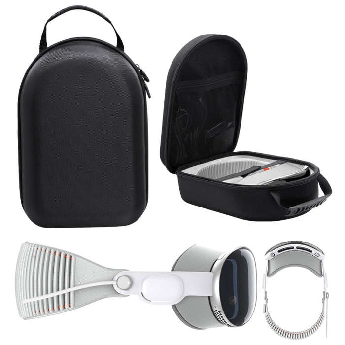 For Apple Vision Pro Storage Bag VR Headwear EVA Portable Hard Case(Cloth Pattern Black)