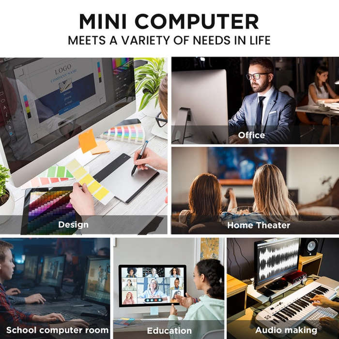 N100/DDR5 12th AlderLake-N100 Dual 4K60Hz Office And Home Mini PC, Spec: 12G+1TB /EU Plug