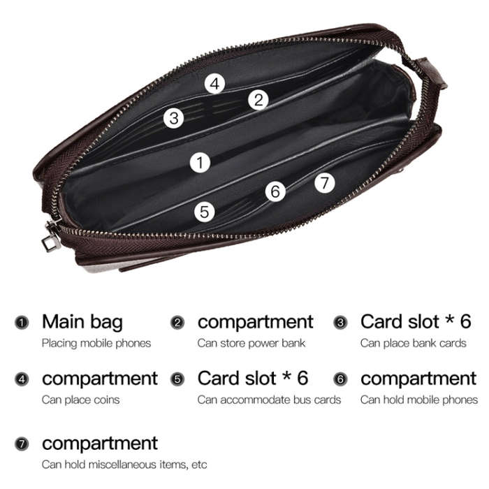 WEIXIER W125 Men Clutch Bag Password Zipper Business Phone Case(Black)