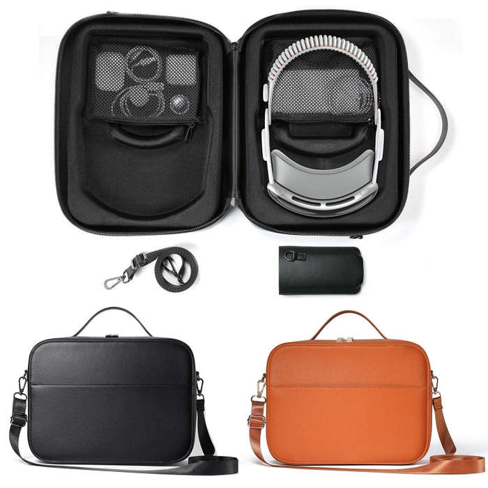 For Apple Vision Pro Headset Multifunctional Storage Bag Carrying Case(Brown)