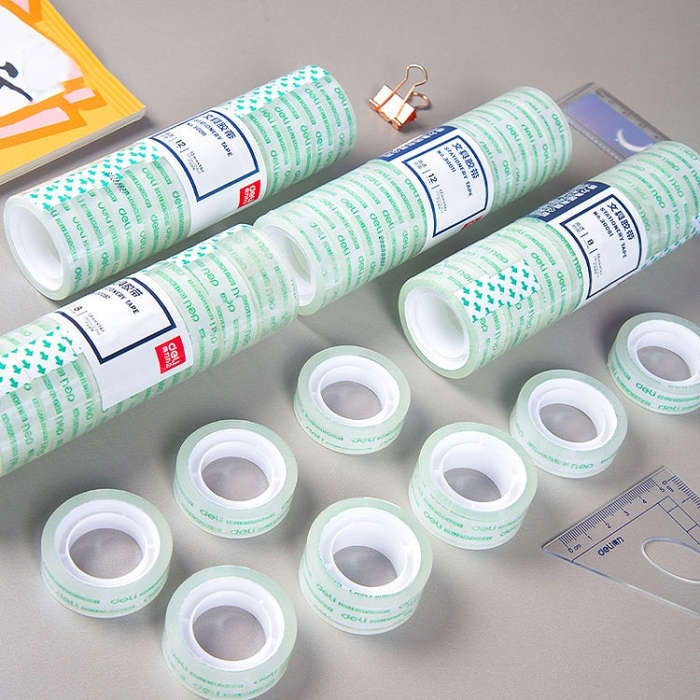 8 Rolls Width 1.8cm x Length 12.8m Deli Small High Viscosity Office Transparent Tape Student Stat...