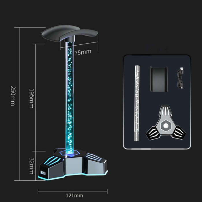 RGB Lighted Headphone Stand With Ambient Light USB Expansion Port Headphone Display Bracket, Styl...