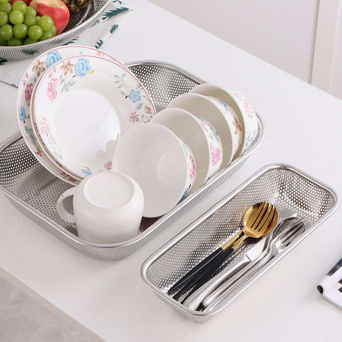 Kitchen Sterilization Cabinet Cutlery Organizer Household Stainless Steel Drainage Tray, Model: P...