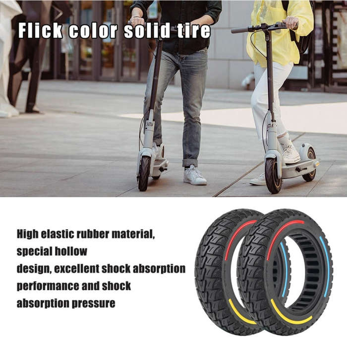 For Ninebot Max G30 Electric Scooter 10 x 2.5 Inch Flick Color Solid Tire(Tricolor)