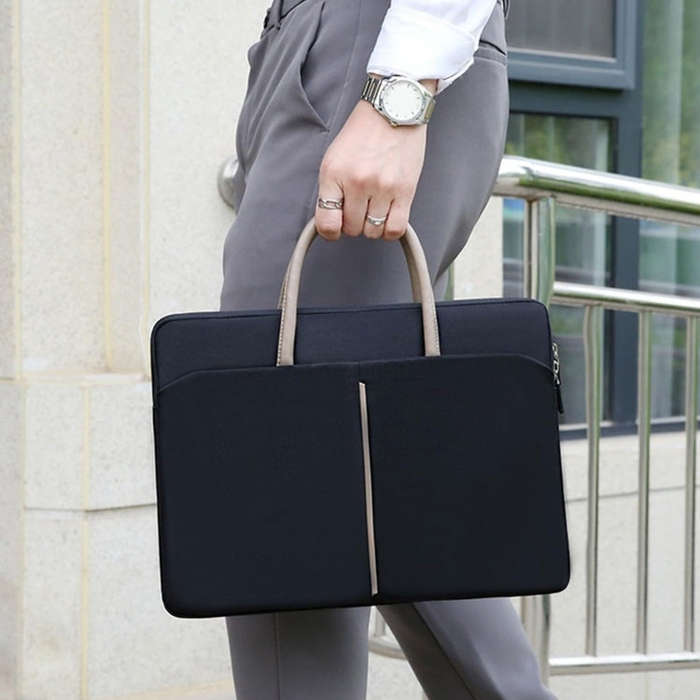 15 -15.6 Inch Oxford Cloth Laptop Bag Mens Womens Briefcase with PU Handle(Dark Black)
