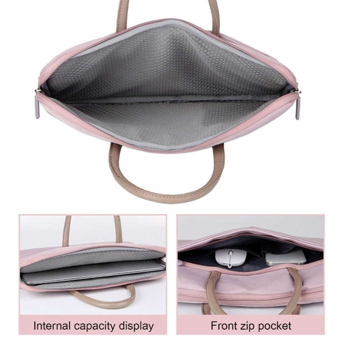 15 -15.6 Inch Oxford Cloth Laptop Bag Mens Womens Briefcase with PU Handle(Dark Black)