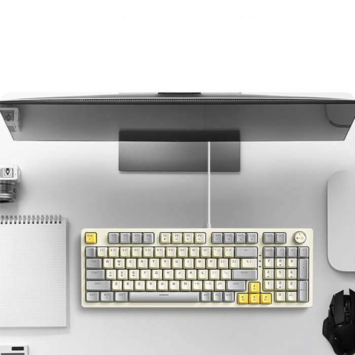 T-WOLF T50 97-keys RGB Luminous Color-Matching Game Mechanical Keyboard with Knob, Color: Black B