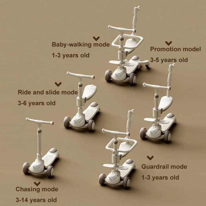 XOEYU K8 Multifunctional Adjustable Folding Children Scooter with Music and Lights, Color: Single...