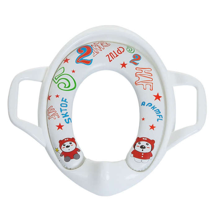 Children Toilet Seat Baby Extra Large Toilet Cover Soft Cushion Auxiliary Seat Loop(White)