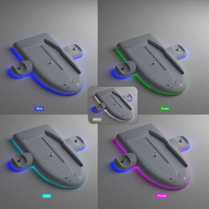 For PS5 Slim Console DOBE Multifunctional Charging Base with RGB Light