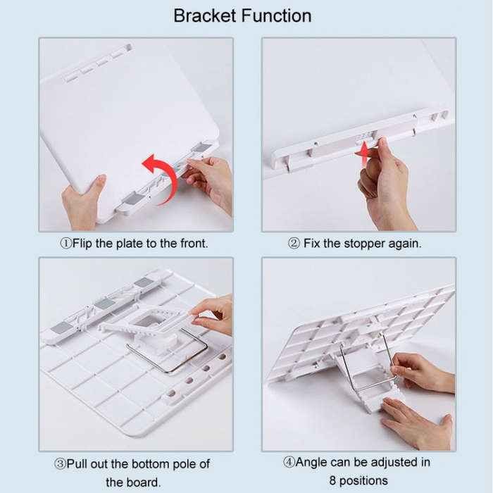 Children Reading Rack Flip Book Reading Stand Multi-functional Adjustable Student Bookshelf(White)