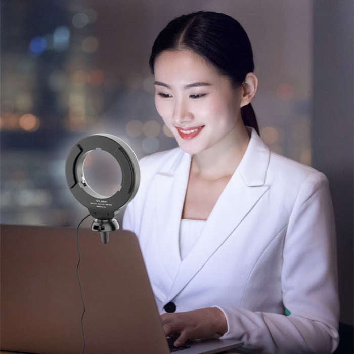 YRing48 4-Inch 48LEDs Laptop Camera Video Conference Live Beauty Ring Fill Light, Spec: Clip Set