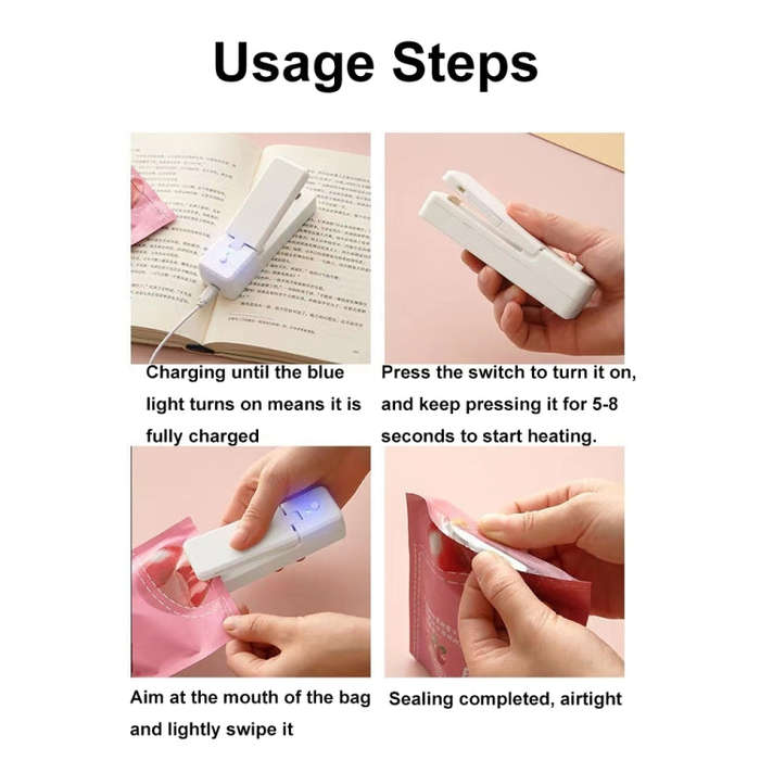 USB Charging Mini Magnetic Sealing Machine Portable Sealing Clip Food Moisture-proof Sealer(Gray)