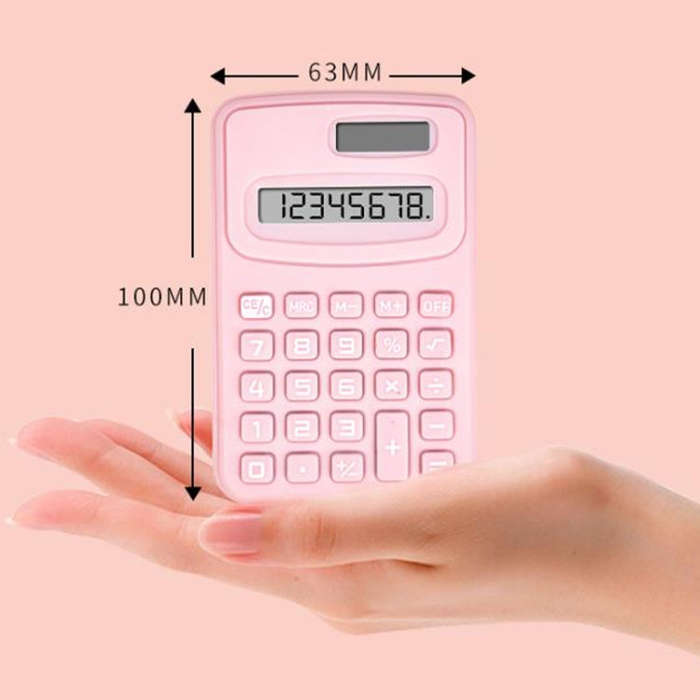 Small Solid Color Calculator Dormitory Student Office Exam Tool(Pink)