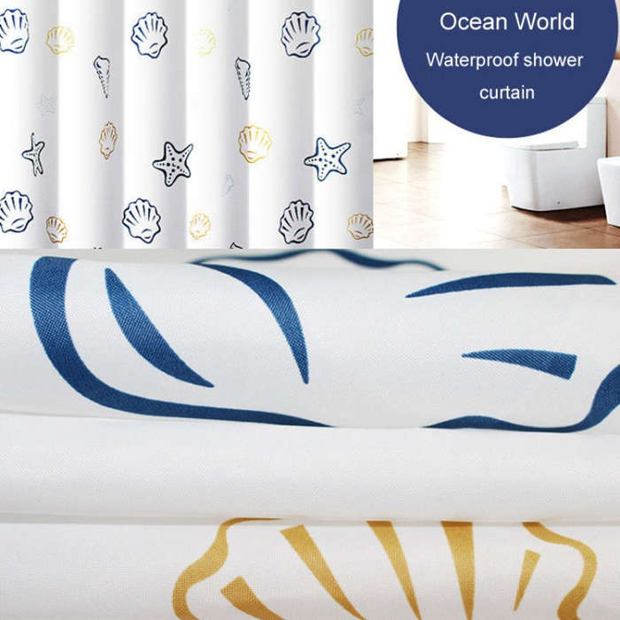 150x180cm Sea World Polyester Shower Curtain Thickened Waterproof Bathroom Shower Curtain Cloth W...