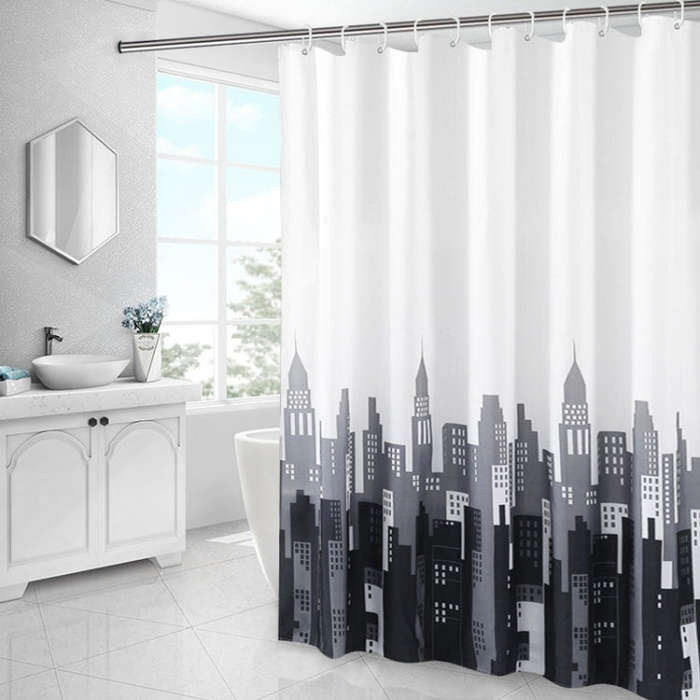 150x200cm Simple Waterproof Shower Curtain Thickened Polyester Bathroom Shower Curtain Cloth(Tower)