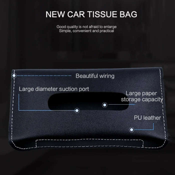 Car Armrest Box Sun Visor Hanging Leather Tissue Box(Blue)