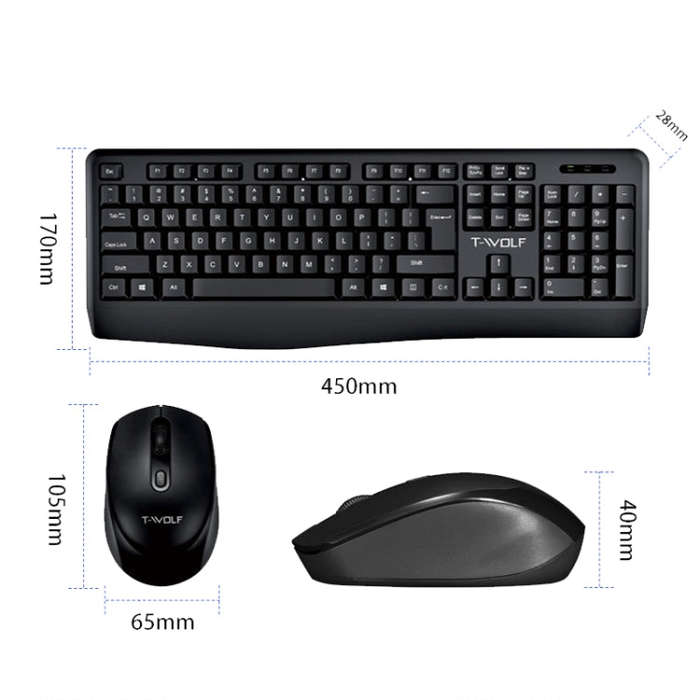 T-WOLF TF-100 2.4G Bluetooth Laptop Office Wireless Keyboard and Mouse Set(Set)