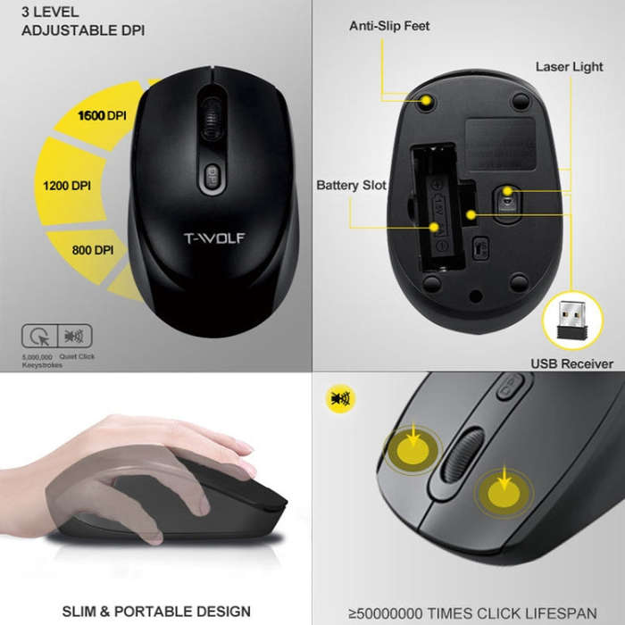 T-WOLF TF-100 2.4G Bluetooth Laptop Office Wireless Keyboard and Mouse Set(Set)