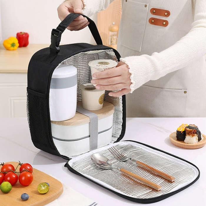 Portable Outdoor Picnic Portable Fresh-keeping Lunch Bag(Pink)