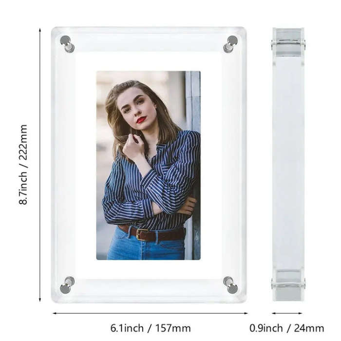 7 Inch Acrylic HD Digital Photo Frame Desktop Smart Motion Video Player Ornament(EU Plug)