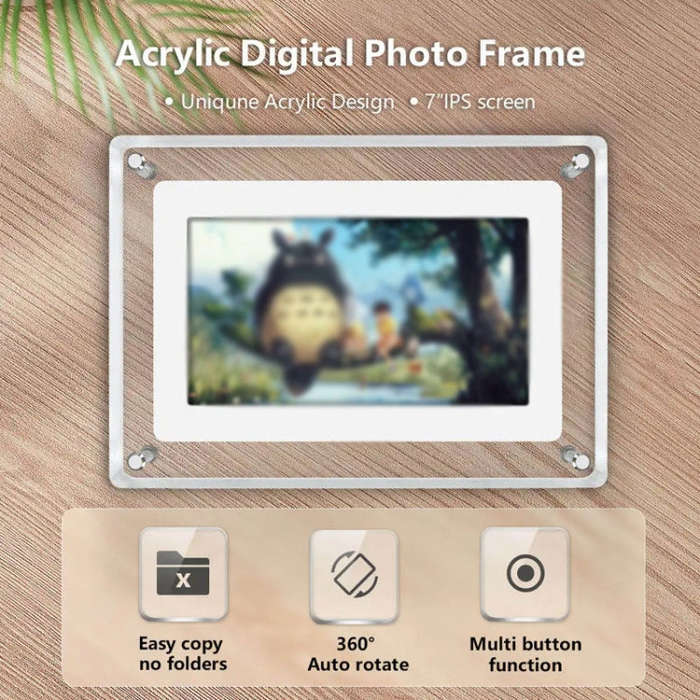 7 Inch Acrylic HD Digital Photo Frame Desktop Smart Motion Video Player Ornament(EU Plug)