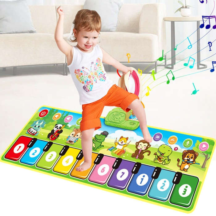 110x36cm Children Piano Mat Footsteps Music Dancing Blanket Parent-Child Multifunctional Game Bla...