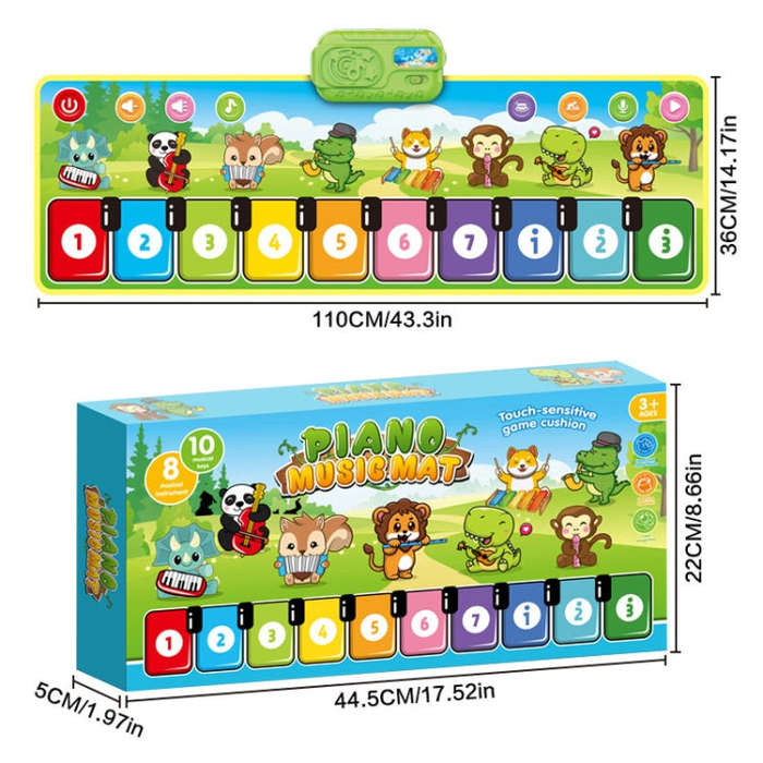 110x36cm Children Piano Mat Footsteps Music Dancing Blanket Parent-Child Multifunctional Game Bla...