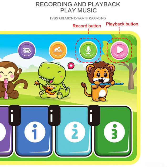 110x36cm Children Piano Mat Footsteps Music Dancing Blanket Parent-Child Multifunctional Game Bla...
