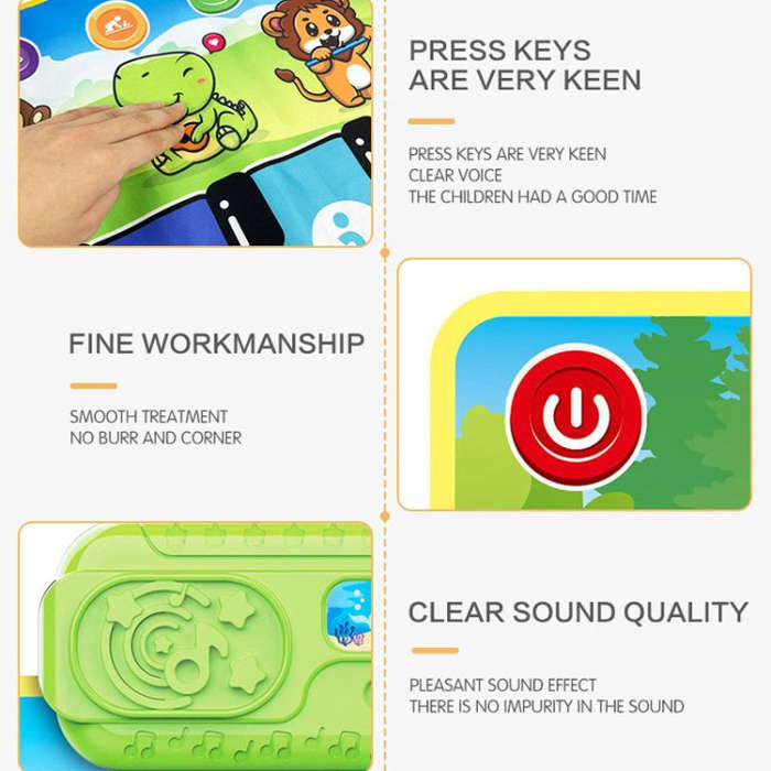 110x36cm Children Piano Mat Footsteps Music Dancing Blanket Parent-Child Multifunctional Game Bla...