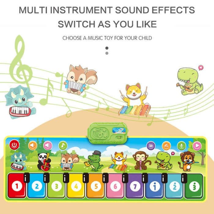 110x36cm Children Piano Mat Footsteps Music Dancing Blanket Parent-Child Multifunctional Game Bla...