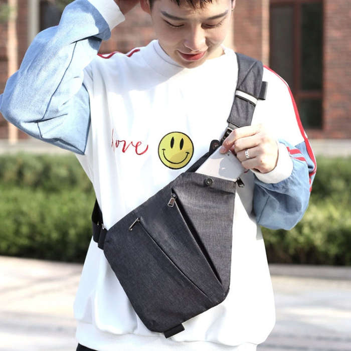 Sports Casual Men Crossbody Bag Large Capacity Multi-Pocket Single Shoulder Bag, Style: Left Shou...