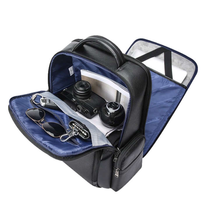 Bopai 61-123291 Large-capacity First-layer Cowhide Laptop Backpack with USB+Type-C Port, Color: F...