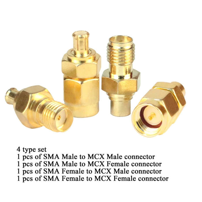 4pcs /Set SMA To MCX Connector Kit RF Coaxial Gold Plated Adapter